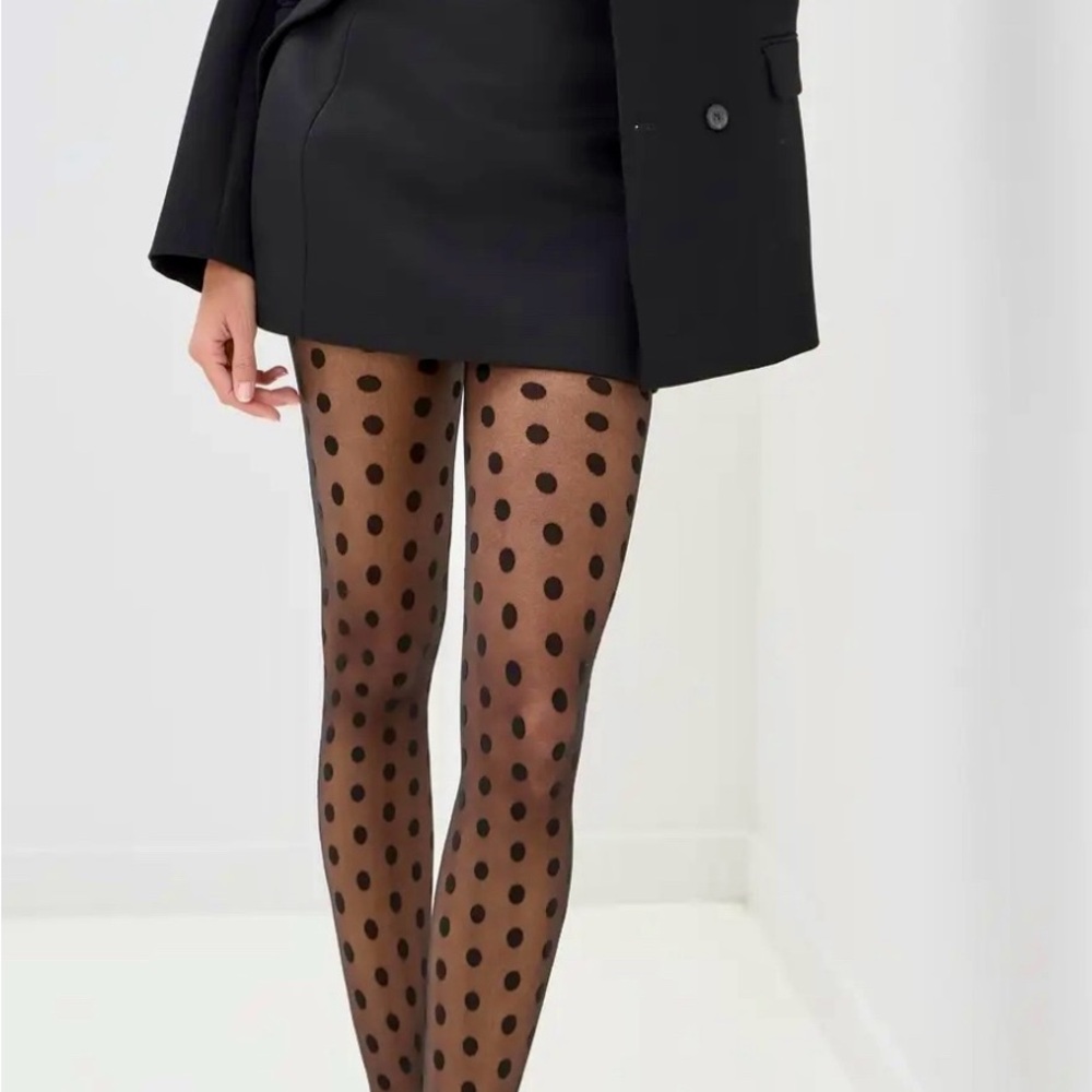 Wolford Bonny Dot Tights Black size Large New Rare - Picture 2 of 7